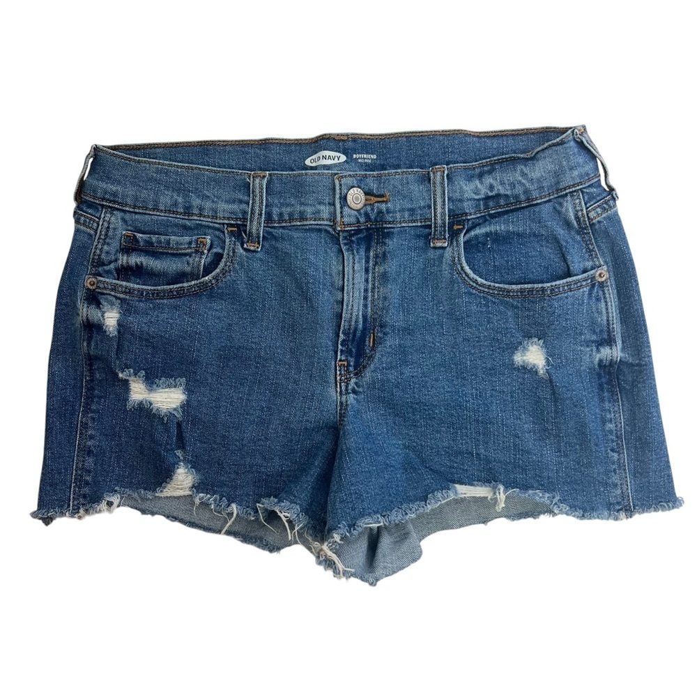 OLD NAVY Boyfriend Women’s Shorts Size 6 Ripped & Torn Distressed Medium Wash